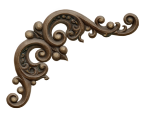 Ornate decorative vintage wood corner motif swirl carved embellishment elegant design for frame or furniture accent