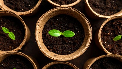 Seedlings Growing in Biodegradable Pots.