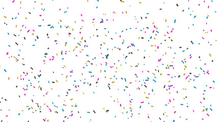 Festive Confetti Explosion on White Background, Celebration Graphic Element