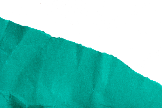 Green torn cardboard isolated on a transparent background