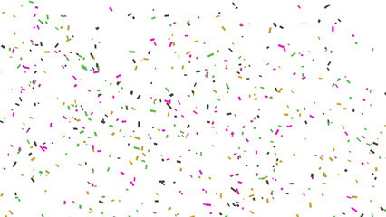 Festive celebration with falling confetti on white background for party