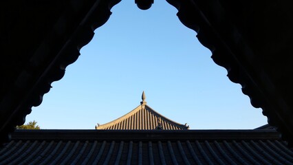 Traditional eaves triangular frame composition