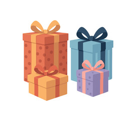 Obraz premium birthday presents birthday flat vector illustration style isolated on white background