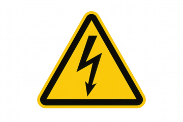 Electrical shock warning sign indicating high voltage hazard, cautioning power, danger, and electricity risk
