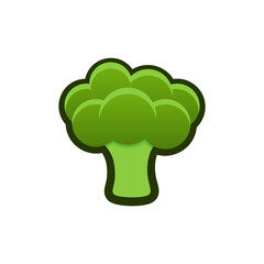 Isolated flat 3d Broccoli icon for game, interface, sticker, app. The sign in a cartoon style for match 3, arcade, rpg. The Vegetable sprite for craft element in hyper casual mobile game.
