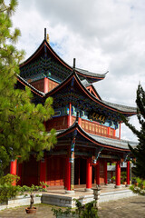 Fototapeta premium Lijiang Mufu Chinese-style traditional ancient architecture temple landscape, China