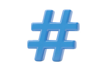 Fototapeta premium 3d icon illustration of blue hashtag symbol with shadow effect . Isolated on transparent background, png