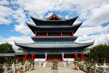 Obraz premium Lijiang Mufu Chinese-style traditional ancient architecture temple landscape, China