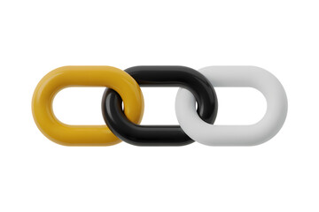 Obraz premium 3d icon illustration of interlocked chain in vibrant colors symbolizing unity and connection . Isolated on transparent background, png