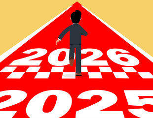 New Year 2026 with road concept. Businessman standing plans for the beginning of 2026.