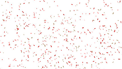 Red, Gold, and Pink Confetti Falling on a White Background