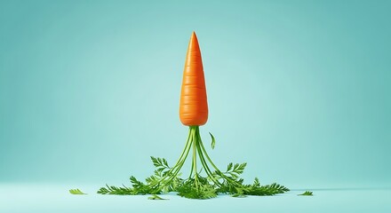 Carrot rocket launching against a teal background
