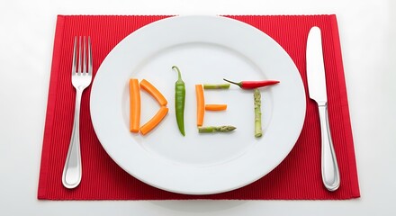 Healthy eating concept vegetables spell out the word diet