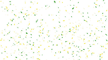 Celebration Background with Green, Yellow, and White Confetti Falling Down