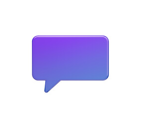 Vibrant purple blue gradient 3D speech bubble for chat communication icon. 3d illustration