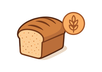 bread loaf with whole grain icon flat vector illustration style isolated on white background