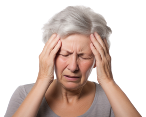 PNG Elderly woman has a headache person female human.