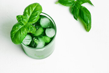 Obraz premium Liquid Chlorophyll Drink. Glass of Green Chrorophyll Water.