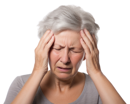 PNG Elderly woman has a headache person female human.