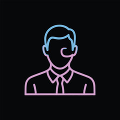 Neon Glowing Businessman or User Profile Icon