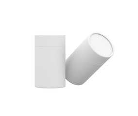 Two blank white paper jars for product packaging and branding mockups