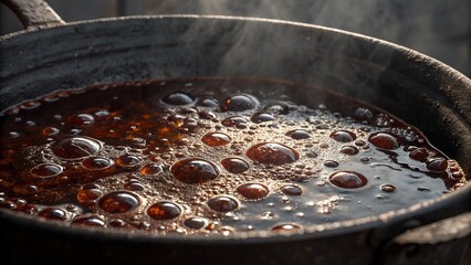 boiling water on a stove