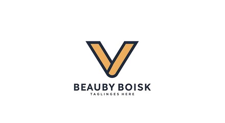 Modern letter v logo design with creative geometric style on white background