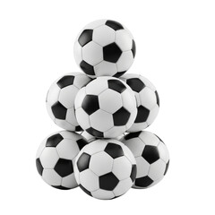 Stack of Soccer Balls isolated on a transparent background
