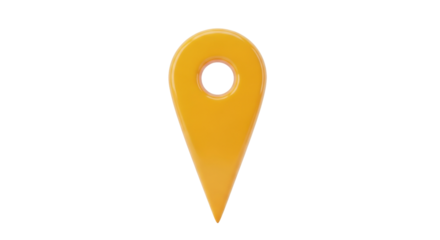 Isolated Location Marker Indicator, Yellow Map Pin, Simple Symbol for Direction or Destination