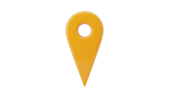 Isolated Location Marker Indicator, Yellow Map Pin, Simple Symbol for Direction or Destination