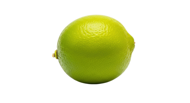 Isolated key lime fruit, a small, intensely flavored citrus with smooth, thin green skin