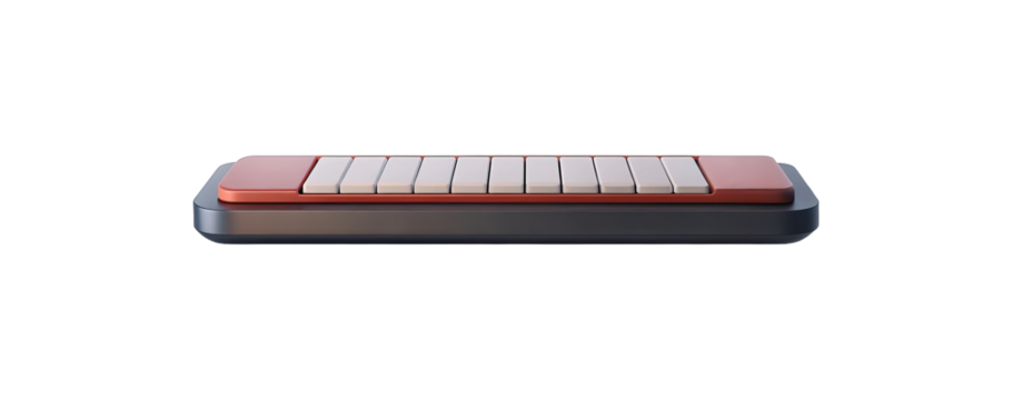 Minimalist keyboard with brown and white keys on a dark background
