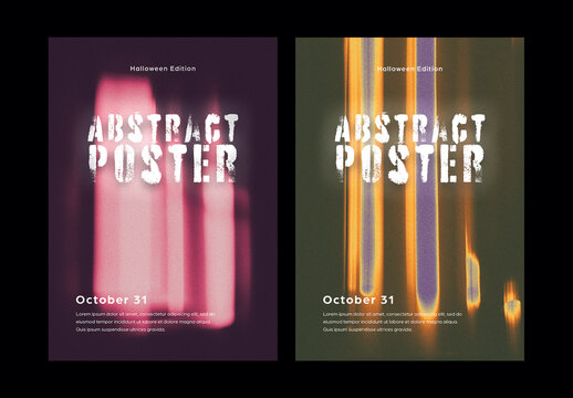 Abstract Spooky Poster Layouts For Halloween Event
