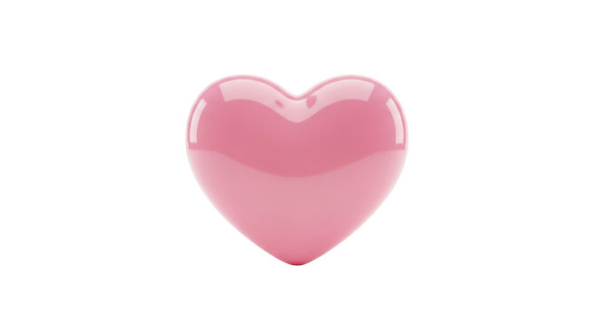Isolated pink heart shape, glossy surface, romantic love object, symbol of romance, soft light
