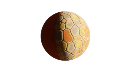 Isolated soccer ball with an artistic pattern, spherical shape, textured surface, yellow hues