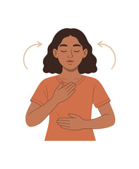 mindful breathing mindfulness flat vector illustration style isolated on white background