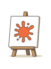 canvas with paint splash symbol flat vector illustration style isolated on white background