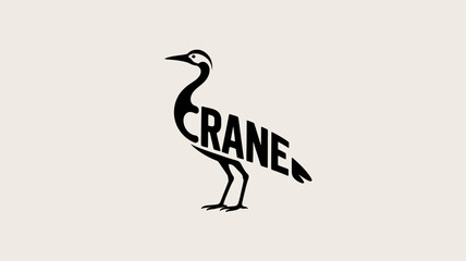 Fototapeta premium Creative crane bird silhouette formed by the word crane