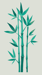 Obraz premium Illustration of three bamboo stalks with green leaves