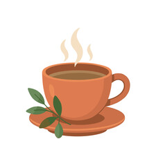 cup of herbal tea mindfulness flat vector illustration style isolated on white background