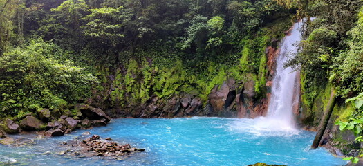 Rio Celeste Waterfall and pool in Tenorio Volcano National Park, Alajuela Province, Costa Rica