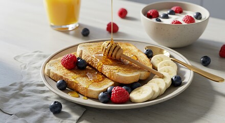 Golden Toast with Fruit and Yogurt A Bright Start to the Day