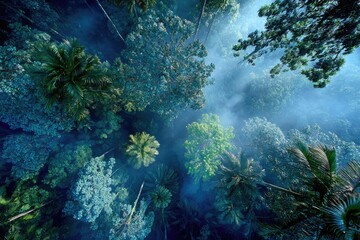 Aerial view of a lush forest canopy