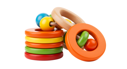 BABY TOYS - Colorful wooden stacking ring toy for toddlers and children, educational and fun developmental play, perfect for early learning activities