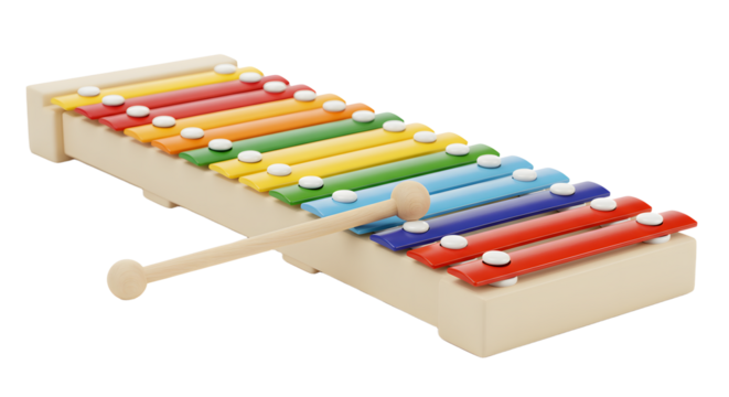 BABY TOYS - Colorful xylophone musical instrument with wooden mallets on white background, perfect for children's music education and early learning