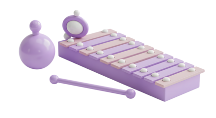 BABY TOYS - Purple xylophone musical instrument with mallet and round shaker, kids toy for learning sound and music