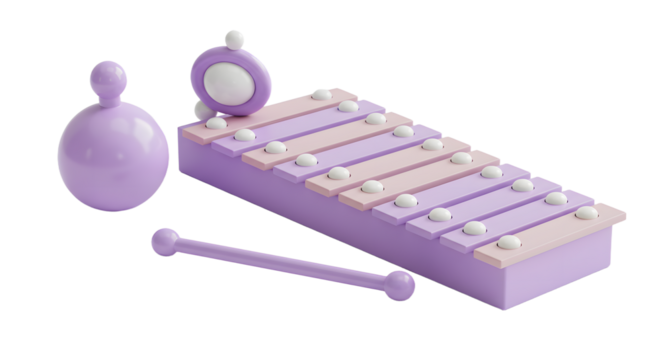 BABY TOYS - Purple xylophone musical instrument with mallet and round shaker, kids toy for learning sound and music