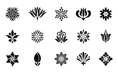 Flower icons set. Isolated elements for design. Vector graphics.