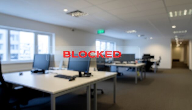 Firewall interface with glowing red warning blocked symbol