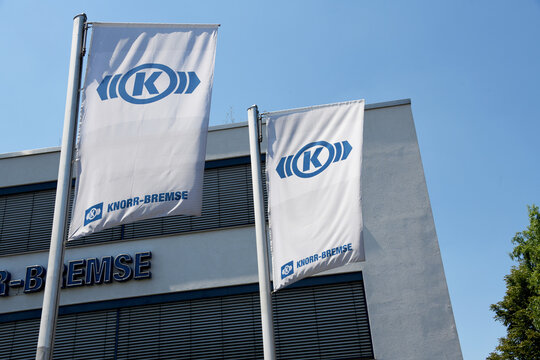 Stuttgart, Baden-W&uuml;rttemberg, Germany - July 2, 2025:  Knorr-Bremse in Stuttgart - Knorr is a German manufacturer of braking systems for rail and commercial vehicles